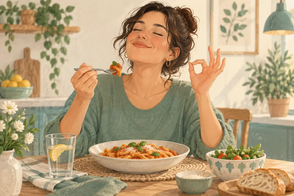 먹은 음식이 매우 맛있다고 말할 때.