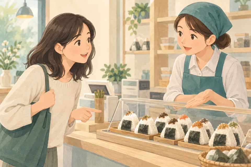 구매 전에 주먹밥 가격을 물을 때.