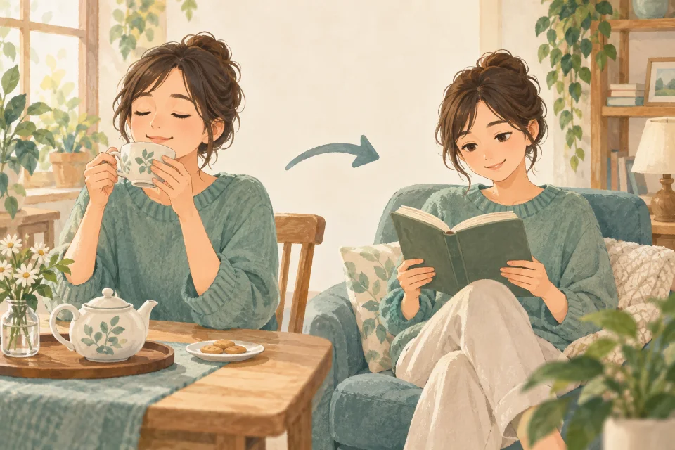 책 읽기 전에 차를 마시는 순서를 말할 때.