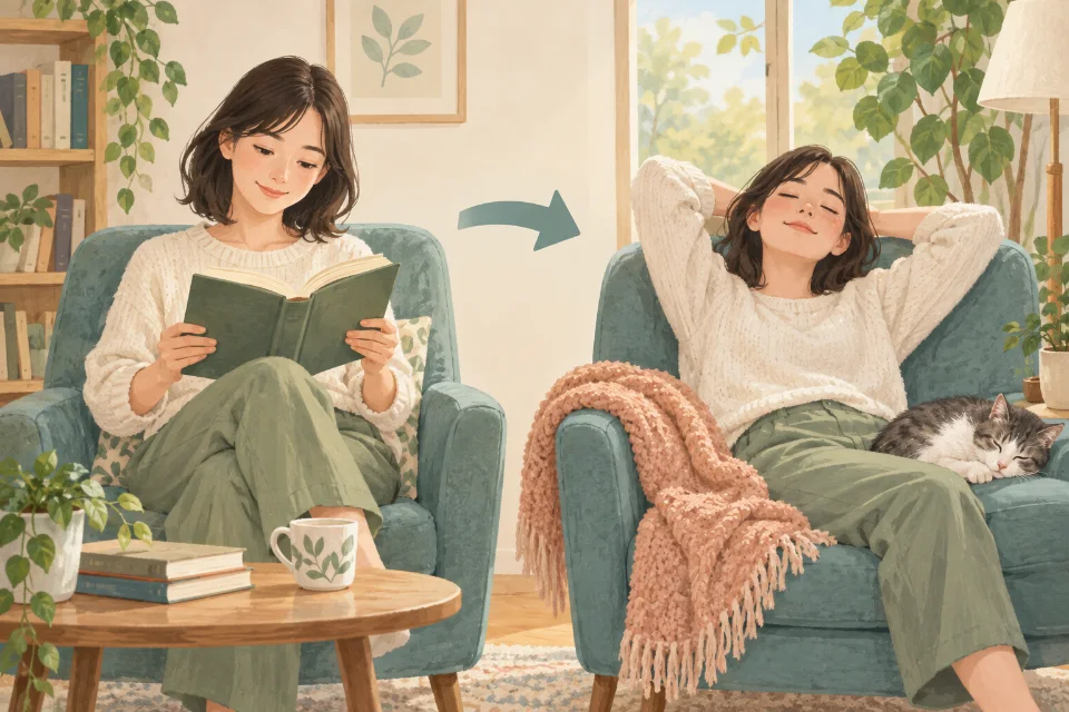 책을 읽은 뒤 쉬는 순서를 설명할 때.