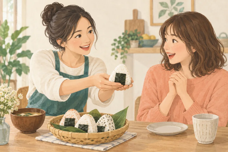 상대에게 주먹밥을 한번 먹어 보자고 권할 때.