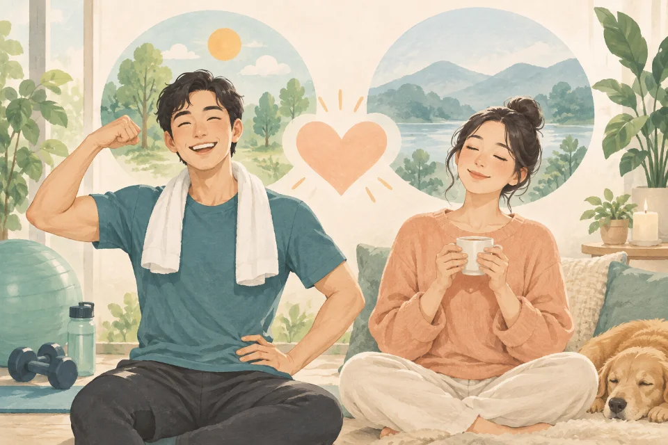 건강과 함께 마음의 여유도 중요하다고 말할 때.